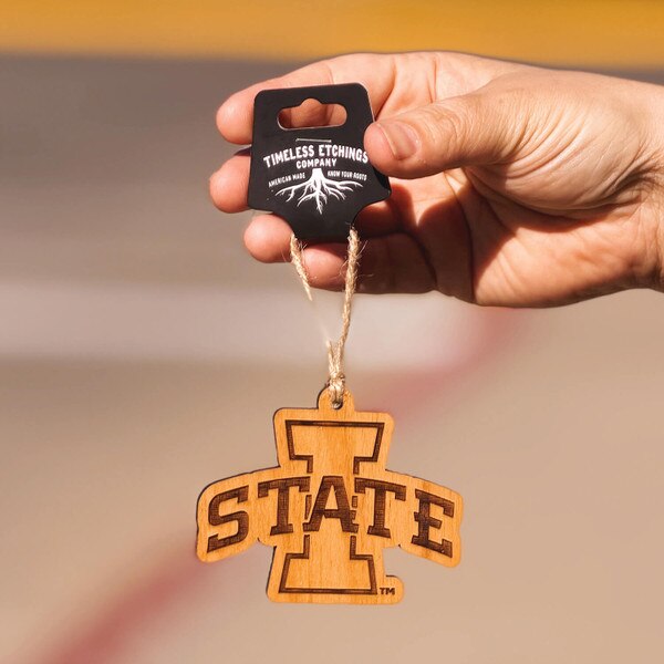 I-State Timeless Etchings Wood Ornament front